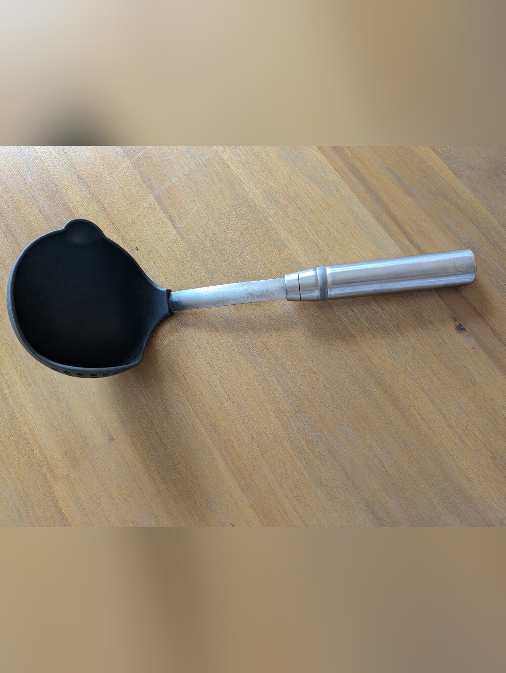 Pampered Chef Black Silicone Ladle with Stainless Steel Handle
